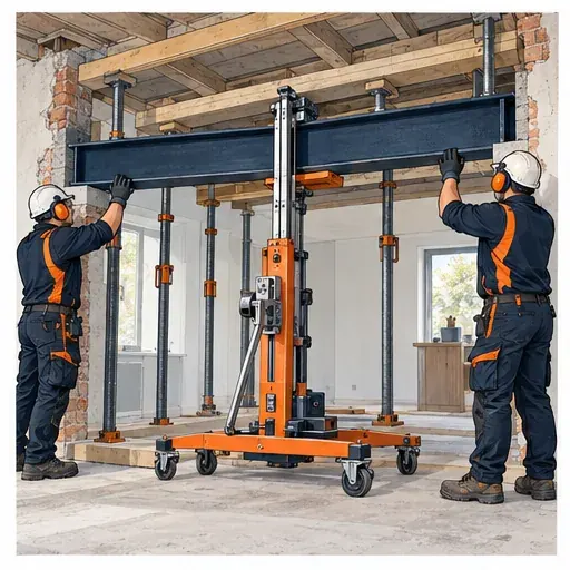 Illustratie: stalen ligger en staalconstructie plaatsen